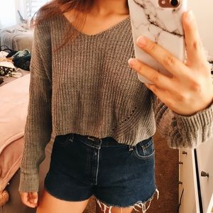 Cropped Grey Sweater